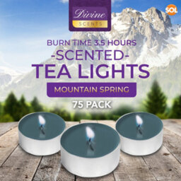 SOL 75Pk Mountain Spring Tea Lights - Scented Tea Lights - Tea Light Candle - Scented Tealight Candles - Blue Tea Lights - thumbnail 2