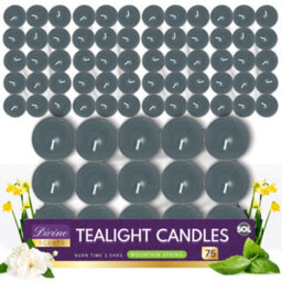 SOL 75Pk Mountain Spring Tea Lights - Scented Tea Lights - Tea Light Candle - Scented Tealight Candles - Blue Tea Lights