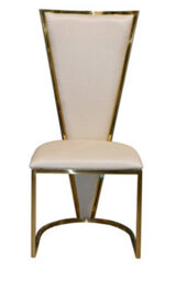 Stratus Interiors Dragon Dining Chair - Silver Mirrored Frame With Beige Padded Seat - Beige