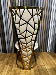 Stratus Interiors Dragon Dining Chair - Silver Mirrored Frame With Beige Padded Seat - Beige - thumbnail 3