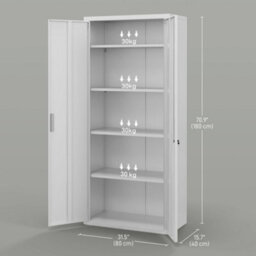 Homcom Lockable Metal Cabinet With 2 Doors, File Cabinet For Home Office, White - thumbnail 3