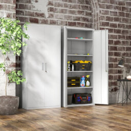 Homcom Lockable Metal Cabinet With 2 Doors, File Cabinet For Home Office, White - thumbnail 7