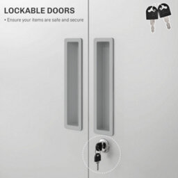Homcom Lockable Metal Cabinet With 2 Doors, File Cabinet For Home Office, White - thumbnail 5