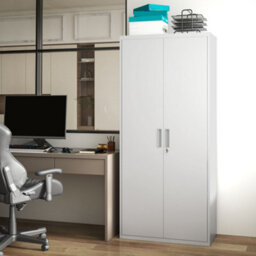 Homcom Lockable Metal Cabinet With 2 Doors, File Cabinet For Home Office, White - thumbnail 8