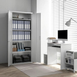 Homcom Lockable Metal Cabinet With 2 Doors, File Cabinet For Home Office, White - thumbnail 9