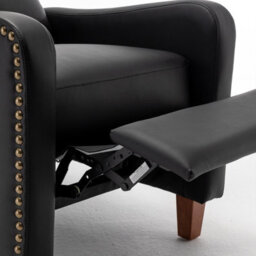 Recliner Upholstered Armchair Pu Leather Padded Comfy Sofa Lounge Chair, Push Back Recliner With Rivet Decoration - Black - thumbnail 5