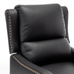 Recliner Upholstered Armchair Pu Leather Padded Comfy Sofa Lounge Chair, Push Back Recliner With Rivet Decoration - Black - thumbnail 6