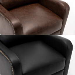 Recliner Upholstered Armchair Pu Leather Padded Comfy Sofa Lounge Chair, Push Back Recliner With Rivet Decoration - Black - thumbnail 8