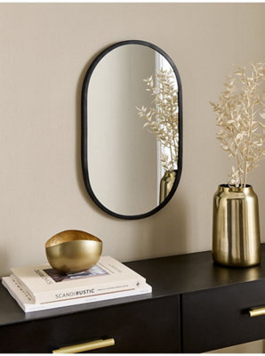 Deenz Large Oval Silhouette Wall Mounted Mirror Classical Black Plastic/glass Construction Antique Arched Framed 50 X 30 Cm - image 1