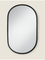 Deenz Large Oval Silhouette Wall Mounted Mirror Classical Black Plastic/glass Construction Antique Arched Framed 50 X 30 Cm - thumbnail 2