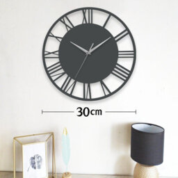 Living And Home Grey Large Wall Clocks Roman Numeral Kitchen Battery Operated For Home 300mm - thumbnail 6