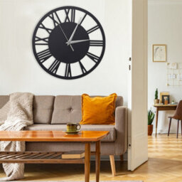 Living And Home Grey Large Wall Clocks Roman Numeral Kitchen Battery Operated For Home 300mm - thumbnail 2