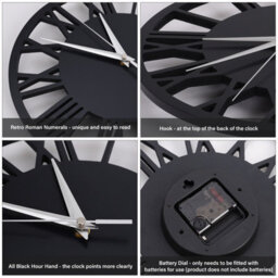 Living And Home Grey Large Wall Clocks Roman Numeral Kitchen Battery Operated For Home 300mm - thumbnail 4