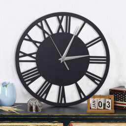 Living And Home Grey Large Wall Clocks Roman Numeral Kitchen Battery Operated For Home 300mm