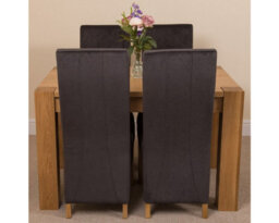That's Furniture Kuba 125 X 80 Cm Chunky Oak Small Dining Table And 4 Chairs Dining Set With Lola Black Fabric Chairs - thumbnail 2