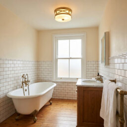 Happy Homewares Vintage Classic Bathroom Flush Ceiling Light Fitting In Antique Brass - thumbnail 6