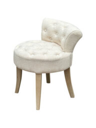 Aspect Furniture Maddie Dressing Table Stool With Back, White Washed Wood, Beige Cushion - thumbnail 4