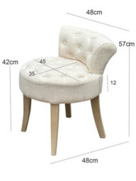 Aspect Furniture Maddie Dressing Table Stool With Back, White Washed Wood, Beige Cushion - thumbnail 7