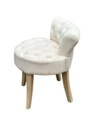 Aspect Furniture Maddie Dressing Table Stool With Back, White Washed Wood, Beige Cushion - thumbnail 5