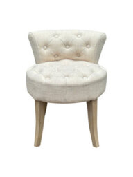 Aspect Furniture Maddie Dressing Table Stool With Back, White Washed Wood, Beige Cushion - thumbnail 3