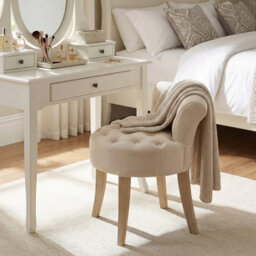 princess polly baby blue dress Aspect Furniture Maddie Dressing Table Stool With Back, White Washed Wood,  Beige Cushion by B&Q