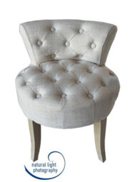Aspect Furniture Maddie Dressing Table Stool With Back, White Washed Wood, Beige Cushion - thumbnail 8