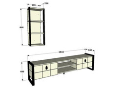 Decorotika Mila Tv Stand With Wall Shelf For Tvs Up To 73 Inches Anthracite Gold - thumbnail 9