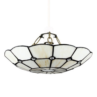 Valuelights Tiffany Cortez Cream Stained Glass Ceiling Lamp Shade - image 1