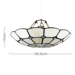 Valuelights Tiffany Cortez Cream Stained Glass Ceiling Lamp Shade - thumbnail 8
