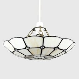 Valuelights Tiffany Cortez Cream Stained Glass Ceiling Lamp Shade - thumbnail 4