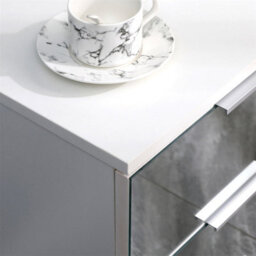 Furniturehmd Mirror Glass 3 Drawer Bedside Table Nightstand Storage Unit Drawer Chest Bedroom Furniture - thumbnail 4