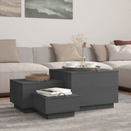 Berkfield Storage Boxes With Lids 3 Pcs Grey Solid Wood Pine - thumbnail 1