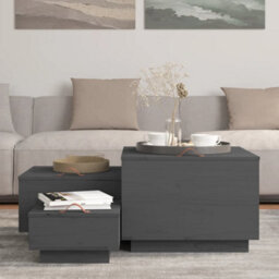 Berkfield Storage Boxes With Lids 3 Pcs Grey Solid Wood Pine - thumbnail 3