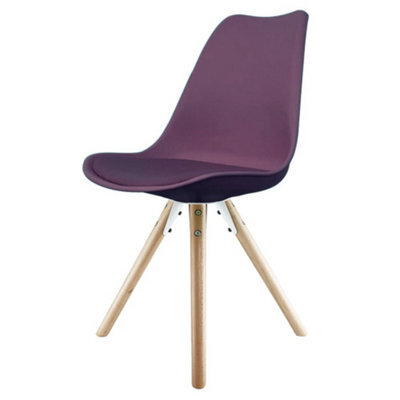 Fusion Living Soho Aubergine Plastic Dining Chair With Pyramid Light Wood Legs - image 1