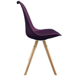 Fusion Living Soho Aubergine Plastic Dining Chair With Pyramid Light Wood Legs - thumbnail 3