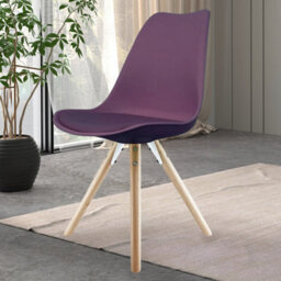 Fusion Living Soho Aubergine Plastic Dining Chair With Pyramid Light Wood Legs - thumbnail 2