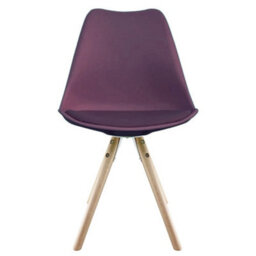 Fusion Living Soho Aubergine Plastic Dining Chair With Pyramid Light Wood Legs - thumbnail 7