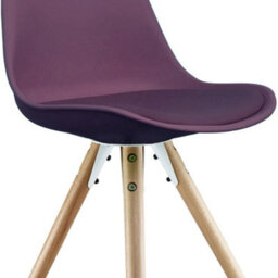 Fusion Living Soho Aubergine Plastic Dining Chair With Pyramid Light Wood Legs - thumbnail 4