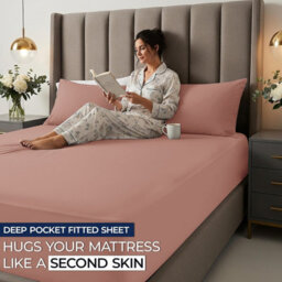 Aspire Homeware Peach Fitted Sheet-(25Cm) Deep Hotel Quality -Breathable Fitted Bed Sheets Super King (L)200Cm X (W)180Cm - thumbnail 5