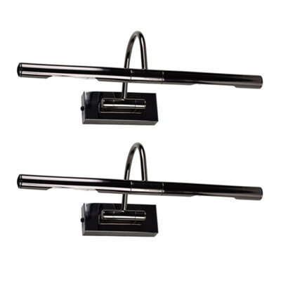Valuelights Capri Pair Of Black Chrome Mains Powered Twin Picture Wall Lights - image 1