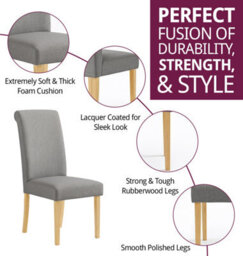 Hallowood Furniture Newquay Oak Flip Top Extending Table With 6 Upholstered Roll Top Dining Chairs In Grey Fabric - thumbnail 3