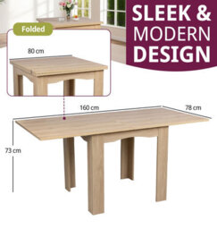 Hallowood Furniture Newquay Oak Flip Top Extending Table With 6 Upholstered Roll Top Dining Chairs In Grey Fabric - thumbnail 4