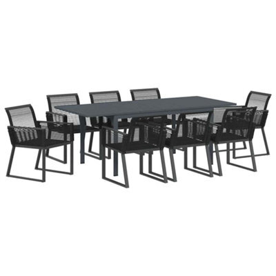 Berkfield Modern Garden Dining Set 9 Pcs Black Poly Rattan - image 1