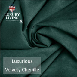 Luxury Living Velvet Chenille Thermal Fleece Lined Ring Top Door Curtain 137Cm X 213Cm Green - thumbnail 5
