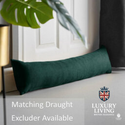 Luxury Living Velvet Chenille Thermal Fleece Lined Ring Top Door Curtain 137Cm X 213Cm Green - thumbnail 6