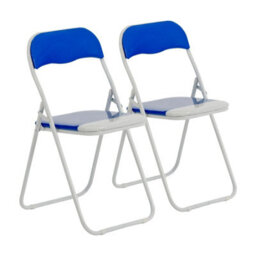 Harbour Housewares Coloured Padded Folding Chairs - Blue - Pack Of 2 - thumbnail 1