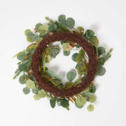 Homescapes Green & Gold Eucalyptus Christmas Wreath, 56 Cm - thumbnail 4