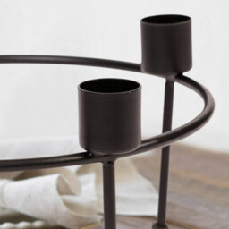 Dibor Round Matte Black Centrepiece Party Table Decoration Centrepiece Christmas Candle Holder - thumbnail 3