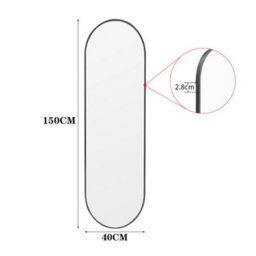 Living And Home Black Oval Full Length Mirror Wall Mounted Mirror Framed Dressing Mirror 40 X 150 Cm - thumbnail 5