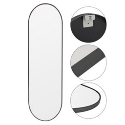 Living And Home Black Oval Full Length Mirror Wall Mounted Mirror Framed Dressing Mirror 40 X 150 Cm - thumbnail 3